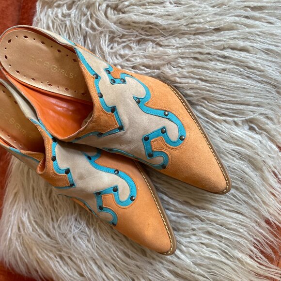 BCBG Women's sz 6.5B Western Style Slide Mule Heel Shoes Multicolored - Picture 9 of 9